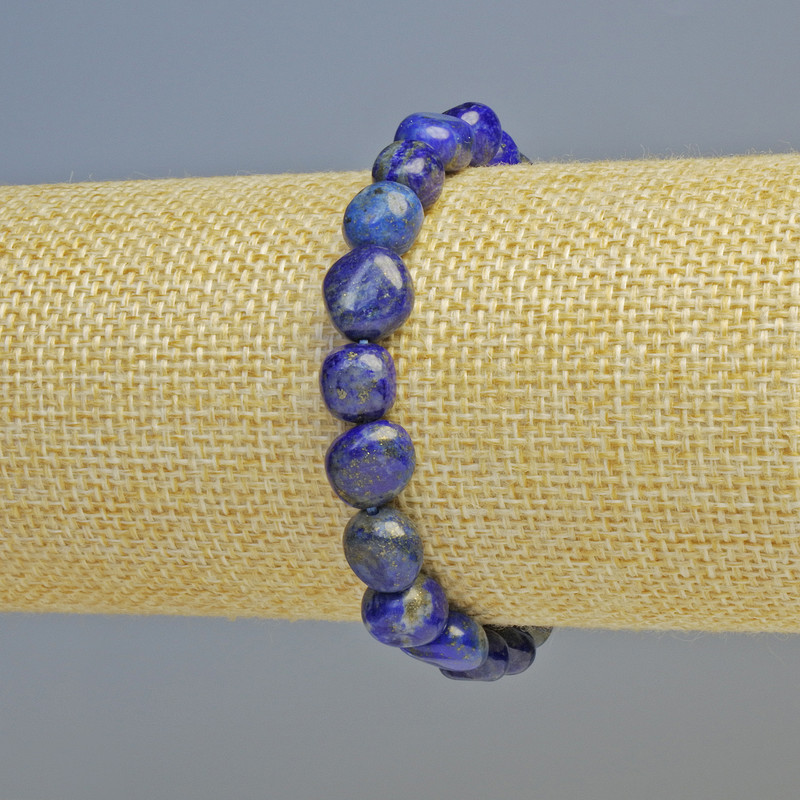 Lapis Lazuli Bracelet, natural stone faceted beads, diameter 9mm±, stretch, length 18cm+