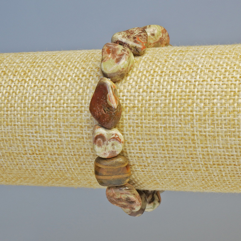 Jasper Picasso Bracelet natural stone tumbled, diameter 10x13mm± (stretch), length 18cm+