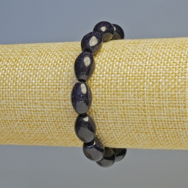 Aventurine Night of Cairo Bracelet (synthetic) oval, 10×14mm±, stretch, length 18cm+