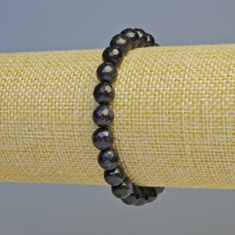 Bracelet Aventurine Night of Cairo (synthetic) faceted bead, diameter 8mm± (stretch), length 18cm+