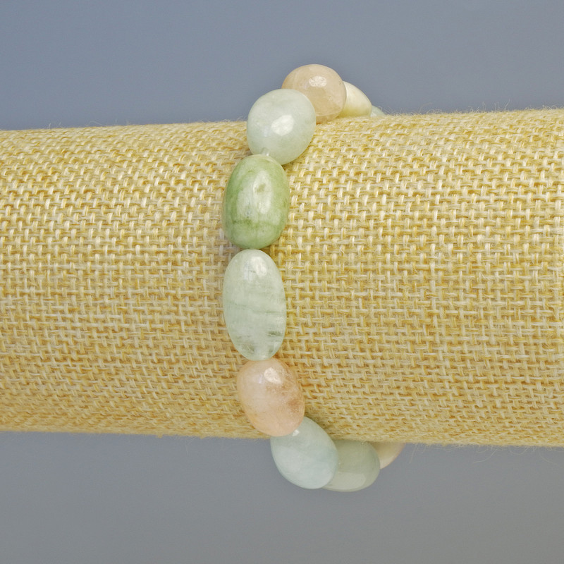 Morganite Bracelet, natural gemstone faceted beads, diameter 10x13mm+- (stretch), length 18cm+