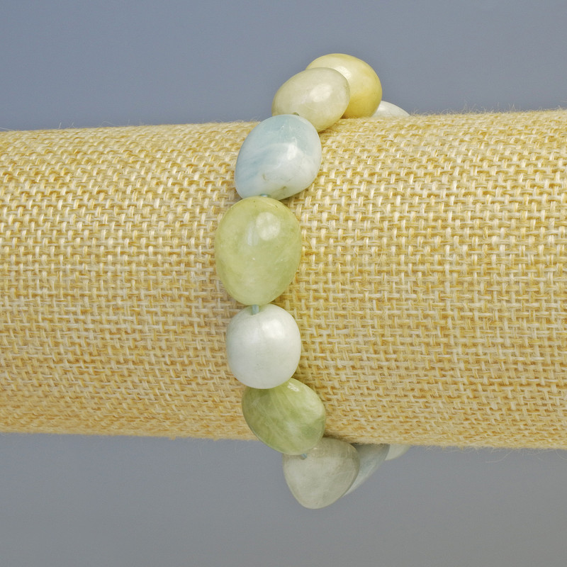 Morganite Bracelet, natural gemstone faceted beads, diameter 12×14mm±, stretchy, length 18cm+