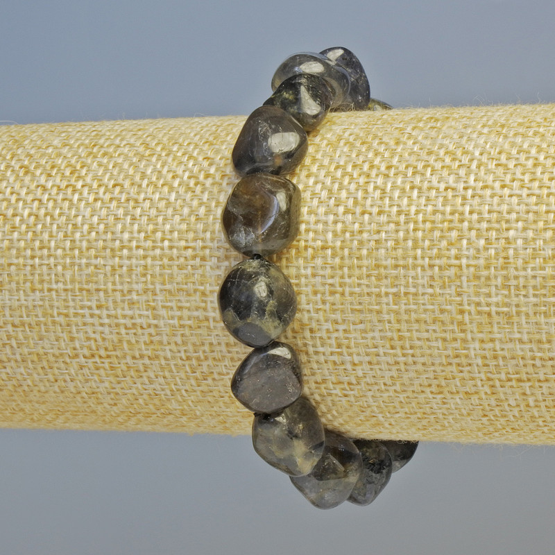 Iolite Bracelet Natural Stone Beads Faceted, diameter 11x12mm± (stretch), length 18cm+