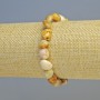 Bracelet of Fossilized Coral Natural, faceted round beads, diameter 8x10mm± (stretch), length 18cm+
