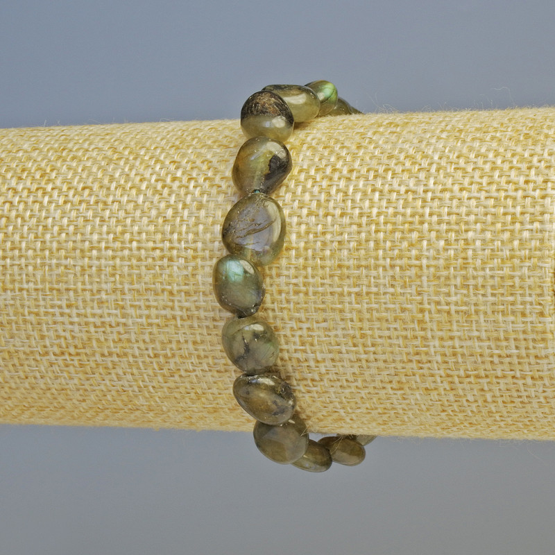 Bracelet Labradorite natural stone faceted, diameter 9x10mm± (stretch), length 18cm+