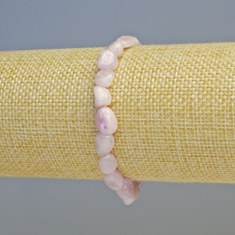 Kunzite Bracelet, natural stone faceted beads, 6x9mm±, stretch, length 18cm+