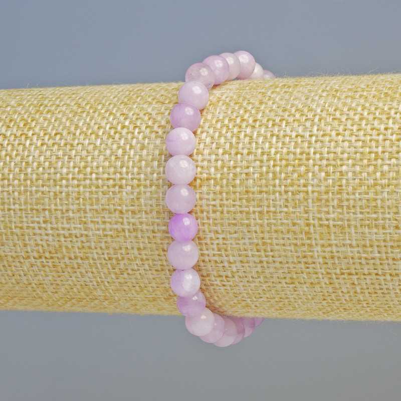 Kunzite Bracelet (stone) round bead, diameter 6mm±, stretch, length 18cm+