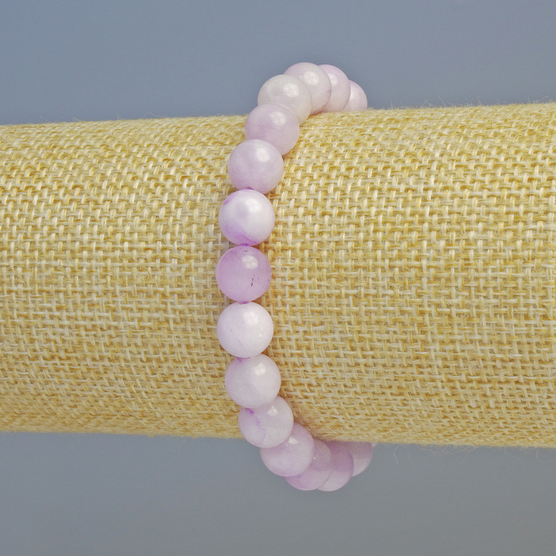 Kunzite Bracelet (artificial) smooth beads, diameter 8mm±, stretchy, length 18cm+