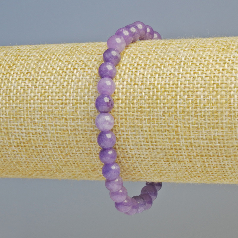 Lepidolite Bracelet (raw) Smooth beads, 6.5 mm ±, stretchy, length 18 cm+