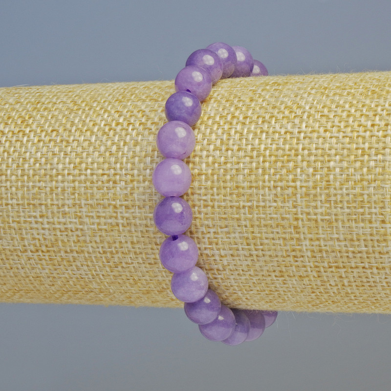 Lepidolite Bracelet (pressed) smooth bead, 8mm± diameter, stretchy, 18cm+