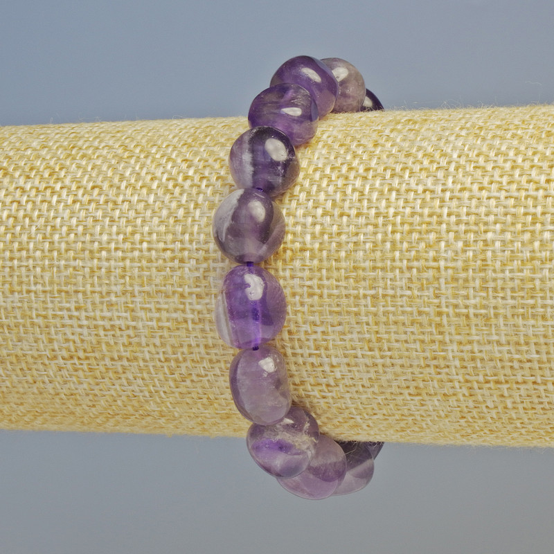 Amethyst Natural Stone Faceted Bracelet, 11x12mm+ Ø (stretch) Length 7.1in+