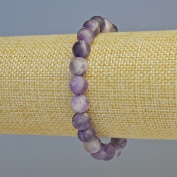 Amethyst bracelet natural stone matte smooth bead, diameter 8.5mm± (stretch), length 18cm+