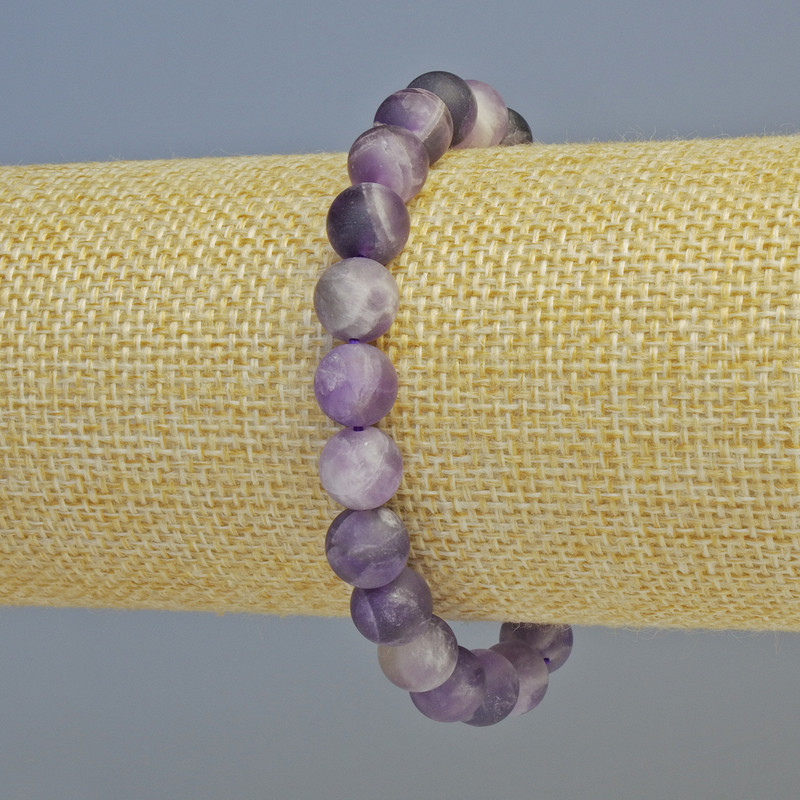 Amethyst bracelet natural stone matte smooth bead, diameter 8.5mm± (stretch), length 18cm+