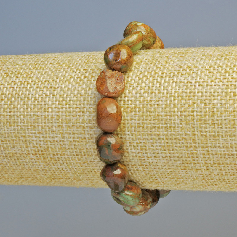 Bracelet Jade/Jasper natural stone faceted, diameter 11mm± (stretch), length 18cm+
