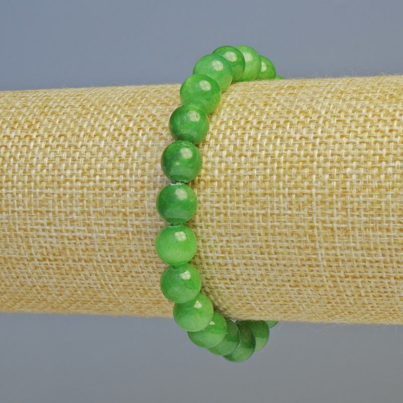 Bracelet Chrysoprase (artificial acrylic) smooth bead, diameter 8.5mm± (stretch), length 18cm+