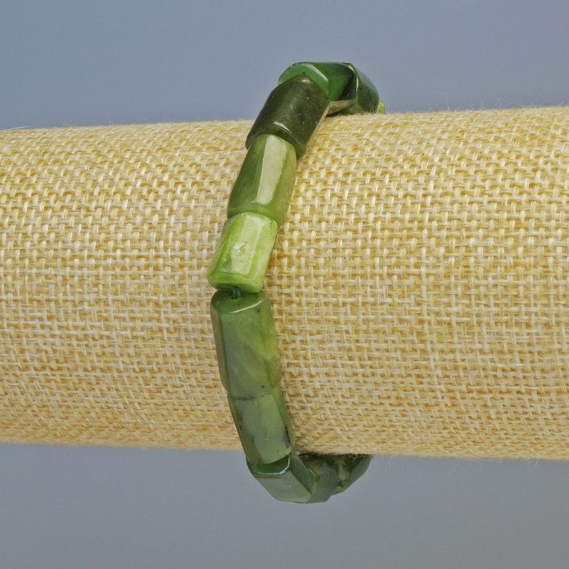 Bracelet Jadeite Jade Natural Stone Cut, diameter 8x12mm± (stretch), length 18cm+