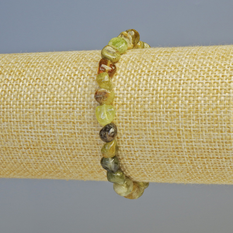 Grosular Bracelet (Green Garnet) natural faceted gemstone, diameter 7mm±, stretch, length 18cm+