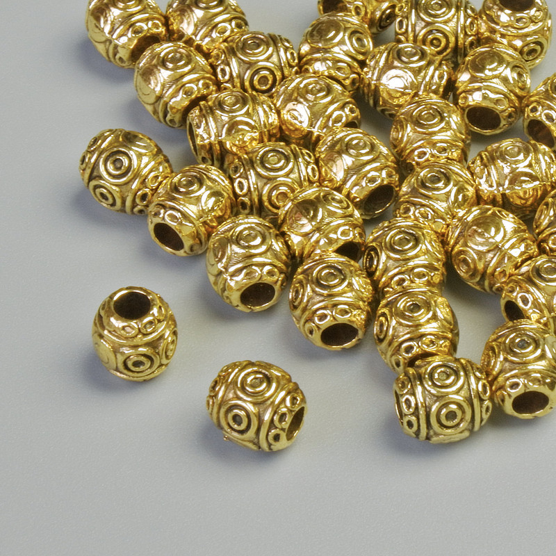 Bead finding - insert bead, 6x6 mm, hole diameter 2.5 mm, packaging 33 pcs ± 20 g, gold-tone metal