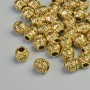 Bead finding - insert bead, 6x6 mm, hole diameter 2.5 mm, packaging 33 pcs ± 20 g, gold-tone metal