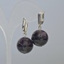 Amethyst Natural Stone Smooth Ball Earrings, diameter 18mm±, length 35mm± with English clasp