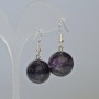Amethyst Natural Stone Earrings, Smooth Ball, diameter 18mm, length 38mm