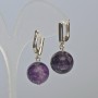 Amethyst Natural Stone Smooth Bead Earrings, diameter 16mm ±, length 33mm ± with English clasp