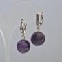 Amethyst Natural Stone Smooth Ball Earrings, diameter 14mm±, length 30mm± with English clasp
