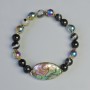 Agate and Hematite Bracelet with Smooth 8mm Beads (stretch) 18cm length, with Chalcedony insert, 29x16mm