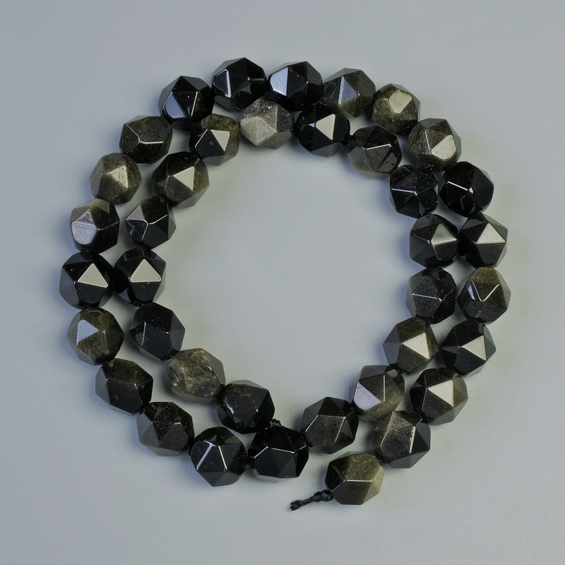 Sunstone Obsidian Beads Natural Stone Faceted, 8.5×10mm±, 38cm± Length on Thread