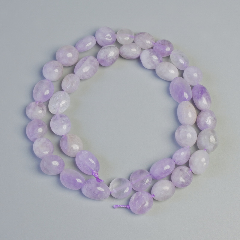 Lavender Amethyst natural stone faceted beads, 8x5x10 mm ±, thread length 39 cm ±