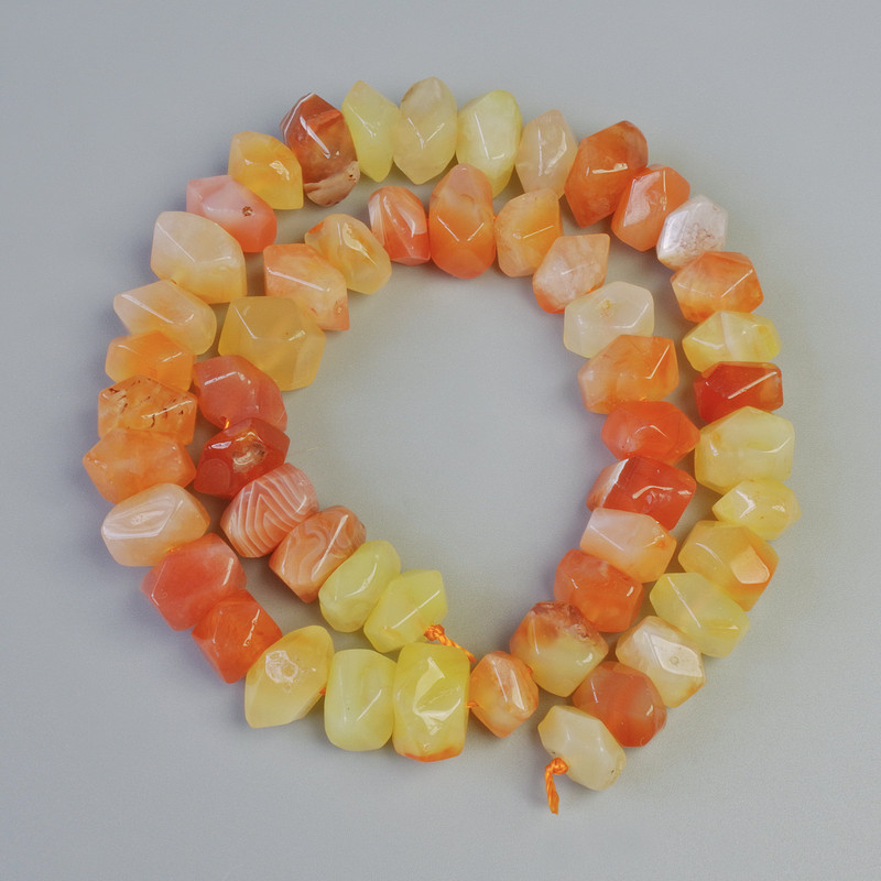 Botswana Agate Beads, Orange Natural Stone, Faceted Rondelle, 11x7.5 mm, ± length 38 cm on String