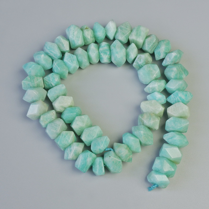 Amazonite Beads, natural stone, faceted rondelle, 11x7 mm, approx. 39 cm thread