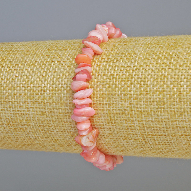 Bracelet, Pink-Toned Mother-of-Pearl Shard, 7x2.5 mm chip, 18 cm length (stretch)
