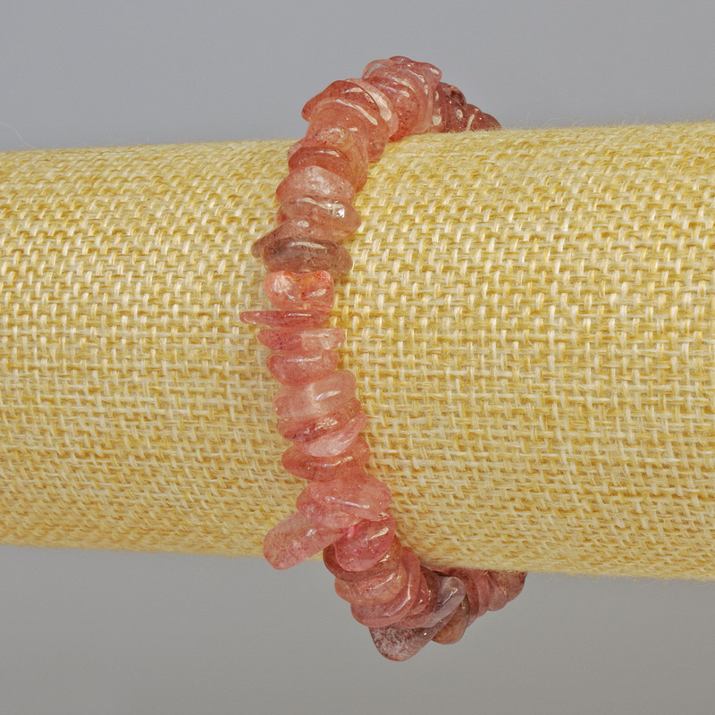 Strawberry Quartz Bracelet natural stone chips, diameter 10x3mm± (stretch), length 18cm+