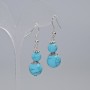 Turquoise Earrings (Pressed) Smooth Balls, diameter 12.5 mm and 8.5 mm, length 44 mm ± with metal inserts