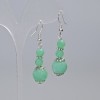 Amazonite Earrings, smooth round beads, diameter 12mm, 6mm±, length 48mm±, with metal inlays