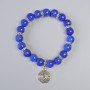 Lapis Lazuli Bracelet (artificial acrylic) smooth bead, diameter 10.5mm± (stretch), length 18cm± with metal inserts