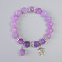 Bracelet Sugalite and Quartz-Toned Amethyst Smooth Bead, diameter 10.5mm± (stretch), length 18cm± with metal accents