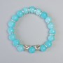Aquamarine Bracelet Smooth Beads, diameter 10.5mm+- (stretch), length 18cm+- with metal inserts