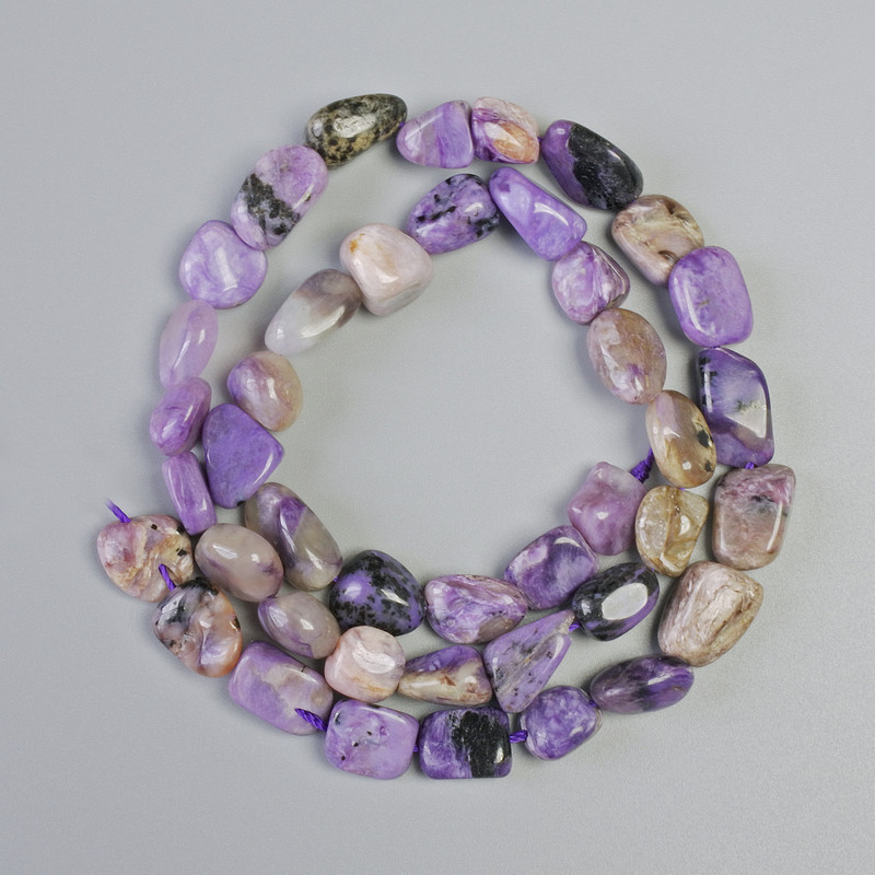 Charoite Beads natural stone faceted, 8×10mm diameter, length 40cm on thread