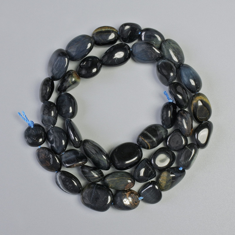 Tiger’s Eye Beads Faceted Natural Stone, 9x11 mm, +/- 39 cm length on Thread