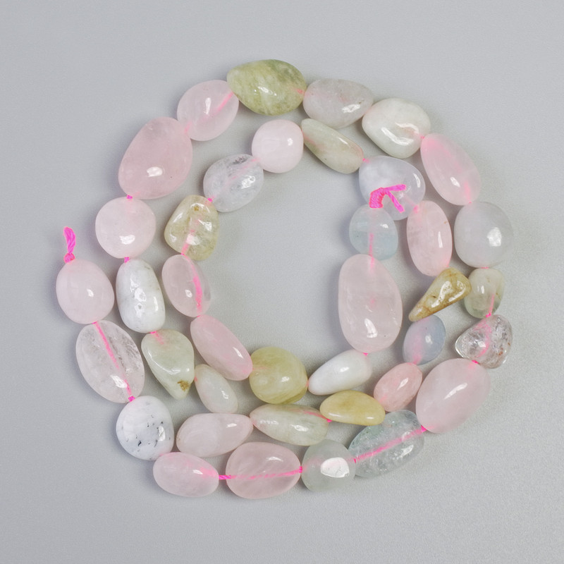 Morganite Beads natural gemstone faceted, diameter 10×12mm ±, length 40inches ± on thread