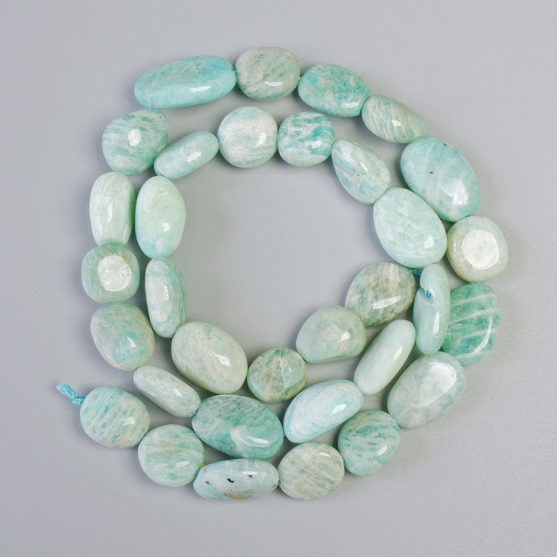 Amazonite Beads natural stone tumbled, 10×12mm, ± diameter, 38cm ± length on a thread