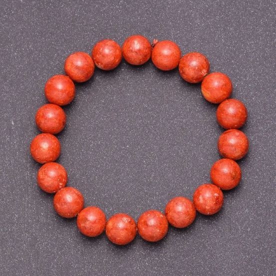 Porous Coral Bead Bracelet, smooth bead, diameter 12mm, length 18cm (stretch)
