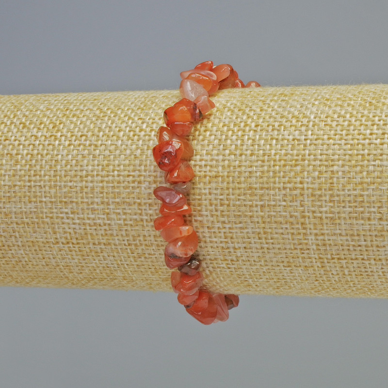 Carnelian Bracelet, natural gemstone chip, 8x4mm+- (stretch), length 18cm+