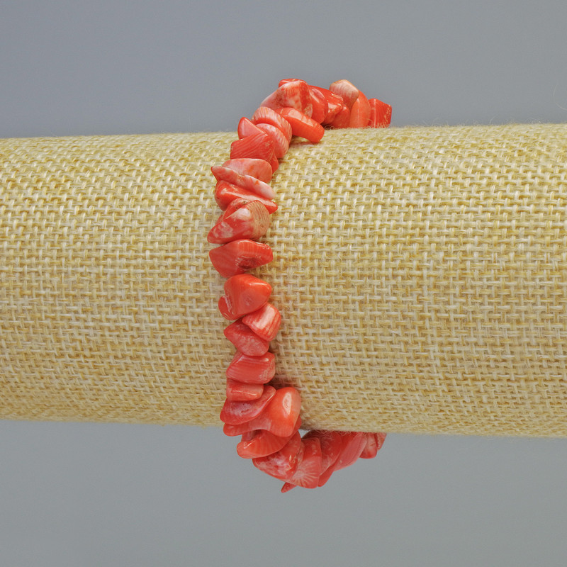 Carrot Coral Bracelet, natural fragment, diameter 9x4mm± (stretch), length 18cm+