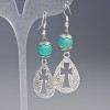 Variscite Earrings green (natural) smooth ball, diameter 10mm, 19.5x31mm±, length 63mm±with metal inserts