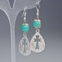 Variscite Earrings green (natural) smooth ball, diameter 10mm, 19.5x31mm±, length 63mm±with metal inserts