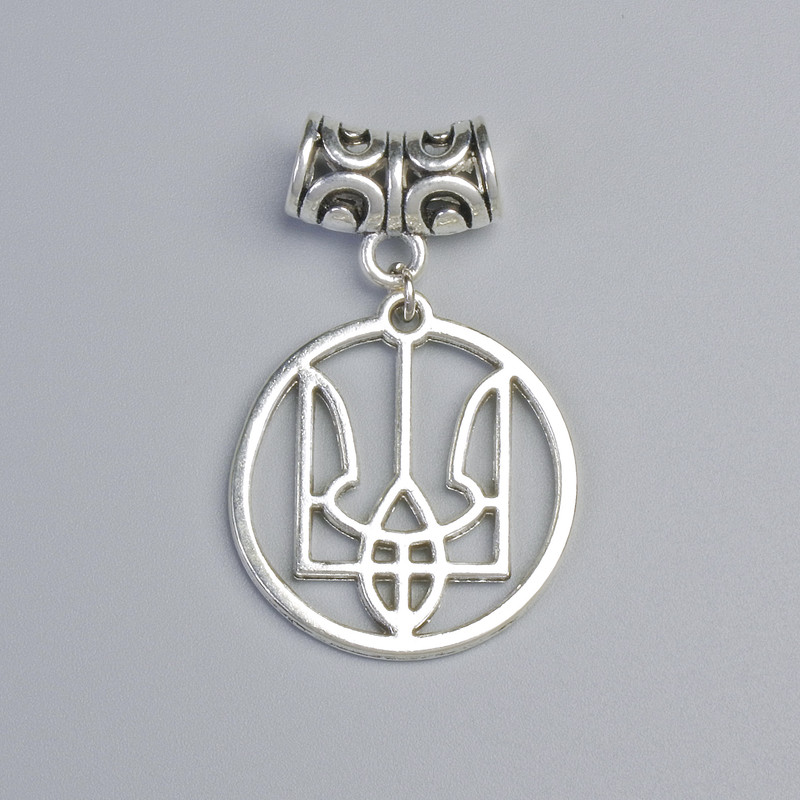 Pendant "Emblem", diameter 25mm+-, length 40mm+-silver color of metal