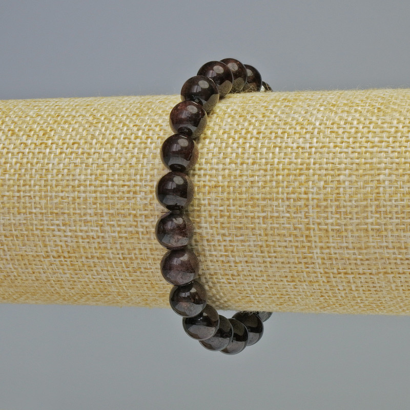 Garnet Bracelet, natural stone, smooth beads, 9mm± diameter, stretchy, length 18cm+